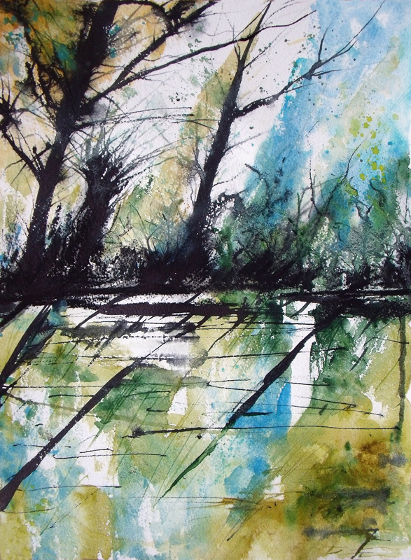 Watercolour and Charcoal on paper